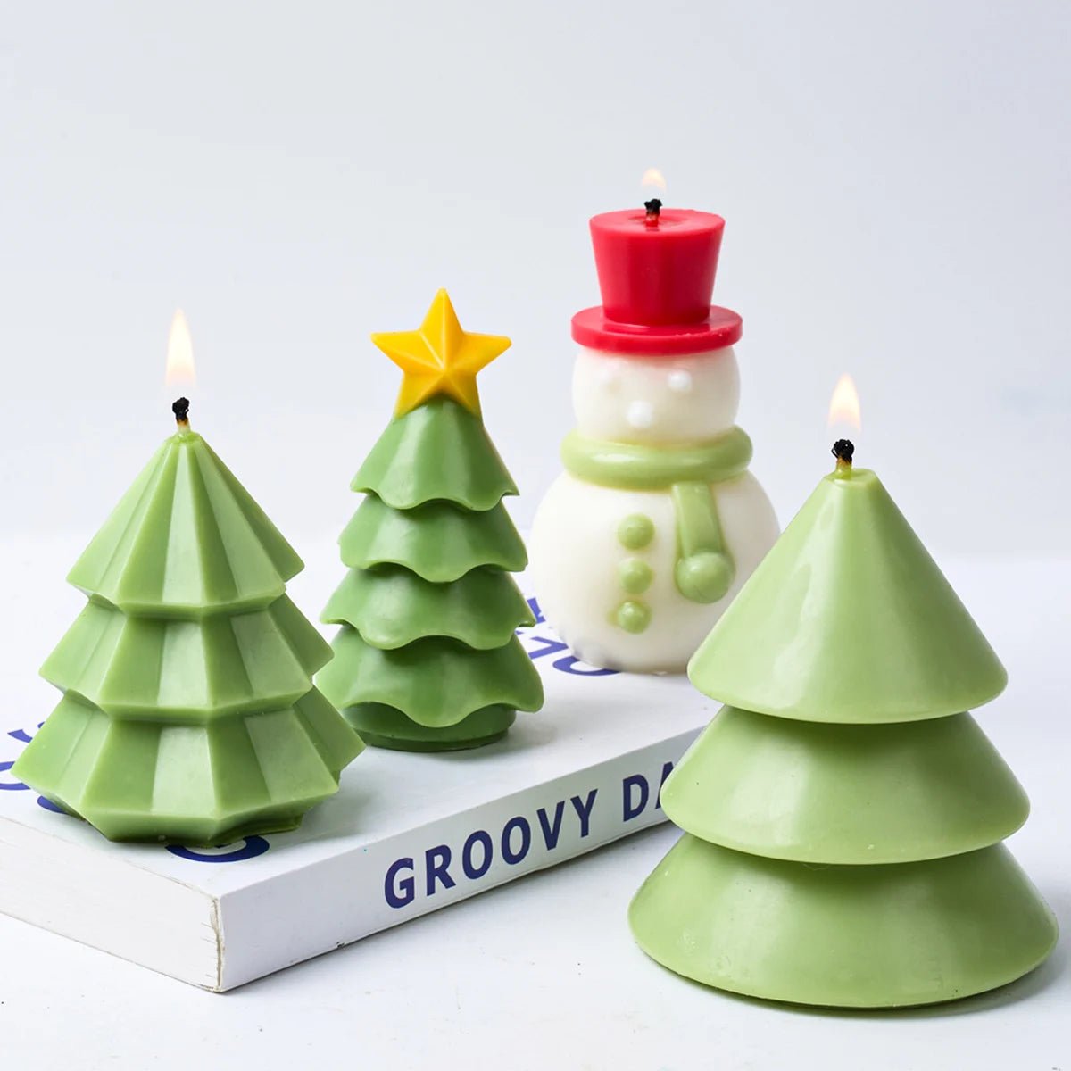 3D kerstboom en sneeuwpop siliconen kaarsvormen - DIY handgemaakte geurkaarsen - Bivakshop