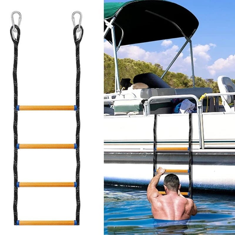 4 staps boot touwladder - Opvouwbaar marine ropenladder - Voor snel boarding - Bivakshop