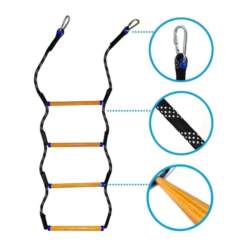 4 staps boot touwladder - Opvouwbaar marine ropenladder - Voor snel boarding - Bivakshop