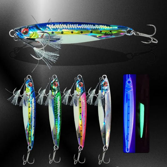 AS Slow jig kunstaas uv glow 3d print - 60g 80g metaal hard bait - Bivakshop