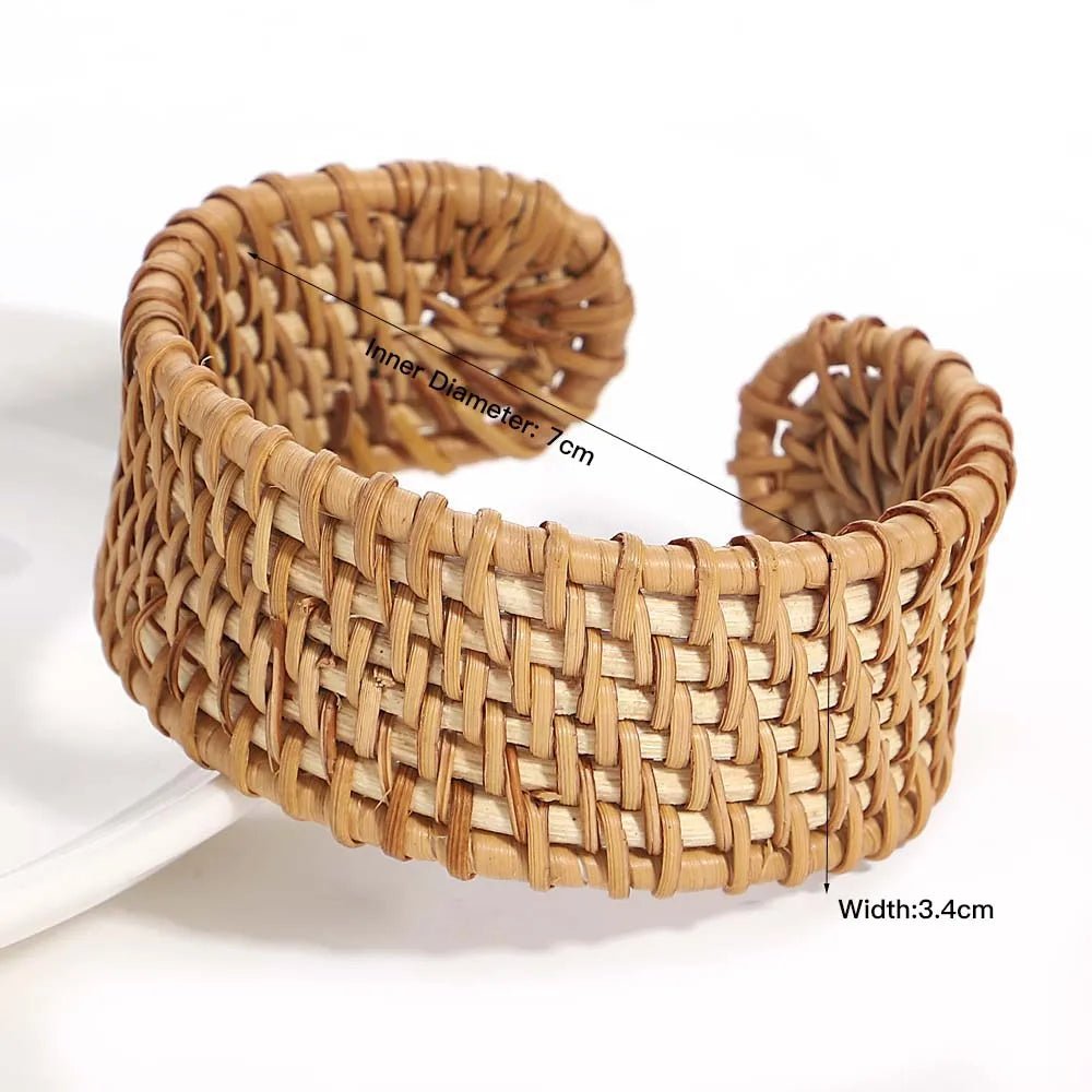 Boho houten bamboe rotan - Gevlochten armband - Vrouwen handgemaakt wrap armband - Bivakshop