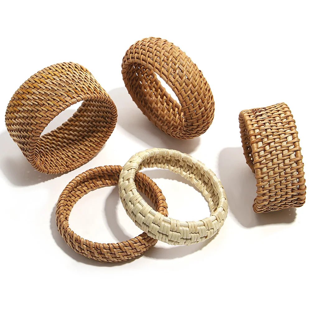 Boho houten bamboe rotan - Gevlochten armband - Vrouwen handgemaakt wrap armband - Bivakshop