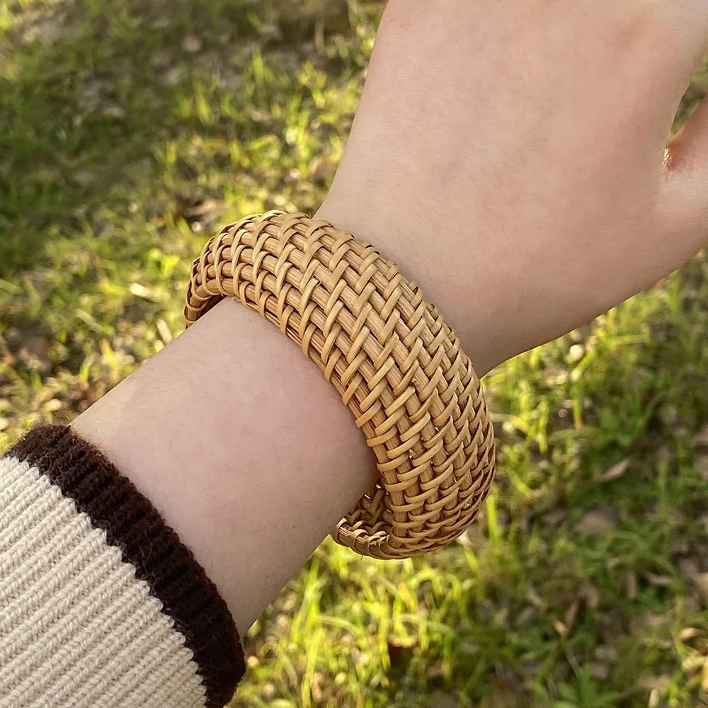 Boho houten bamboe rotan - Gevlochten armband - Vrouwen handgemaakt wrap armband - Bivakshop