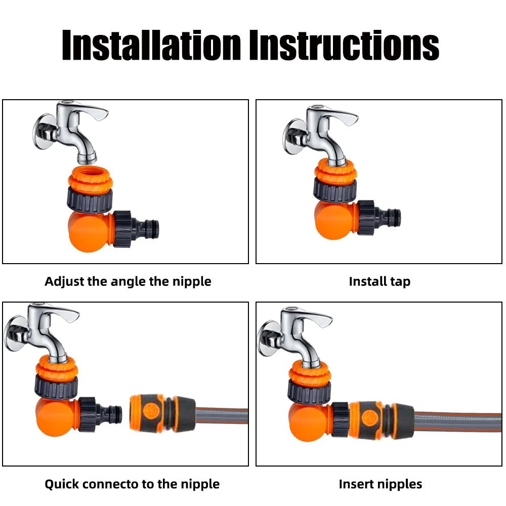 Draaibare kraanadapter voor tuin, boerderij & autowassen - 1/2", 3/4" & 1" draadmaat - Bivakshop