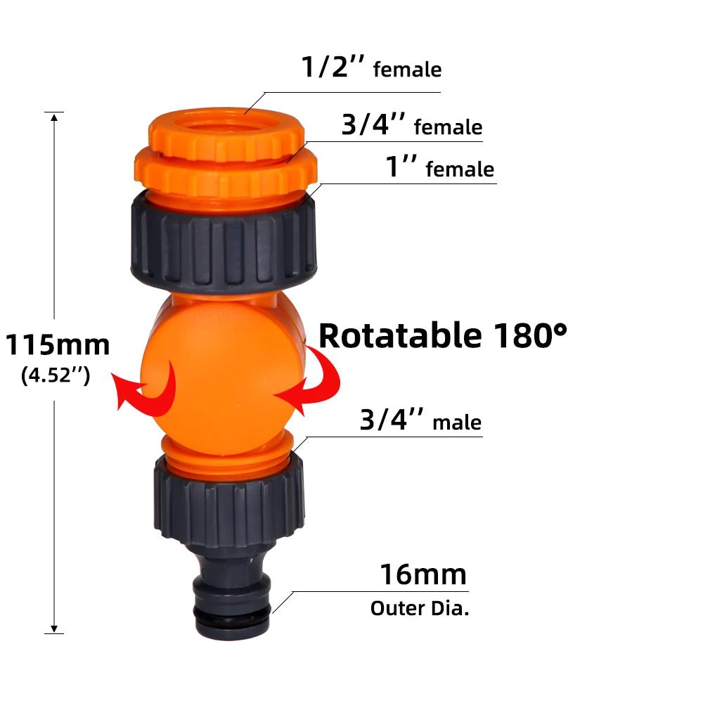 Draaibare kraanadapter voor tuin, boerderij & autowassen - 1/2", 3/4" & 1" draadmaat - Bivakshop