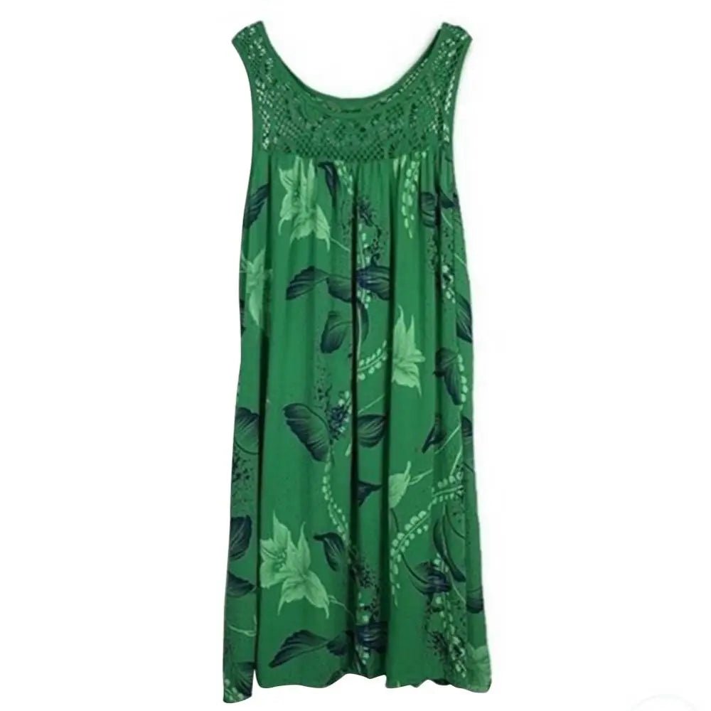 Elegante bloemenjurk - Kant afwerking mouwloze - Zomerse losse tankjurk - Bivakshop