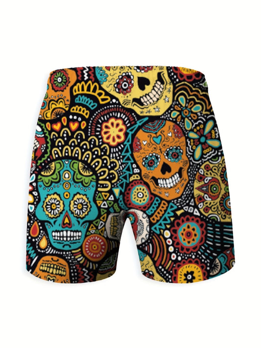 Etnische stijl schedelprint heren shorts - Casual shorts - Voor zomer en strand - Bivakshop