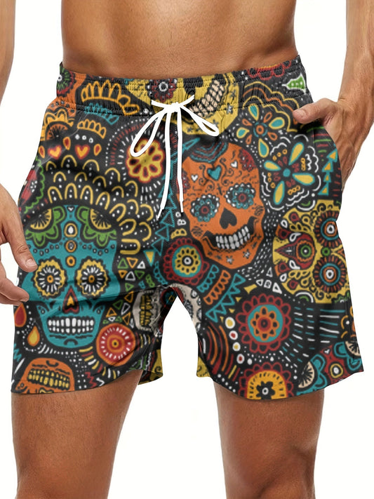 Etnische stijl schedelprint heren shorts - Casual shorts - Voor zomer en strand - Bivakshop