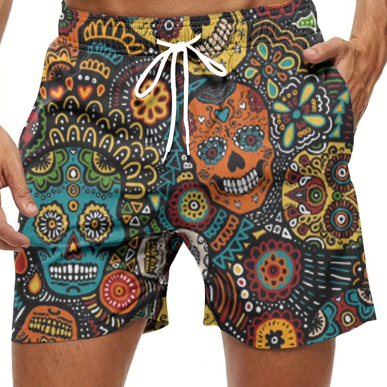 Etnische stijl schedelprint heren shorts - Casual shorts - Voor zomer en strand - Bivakshop