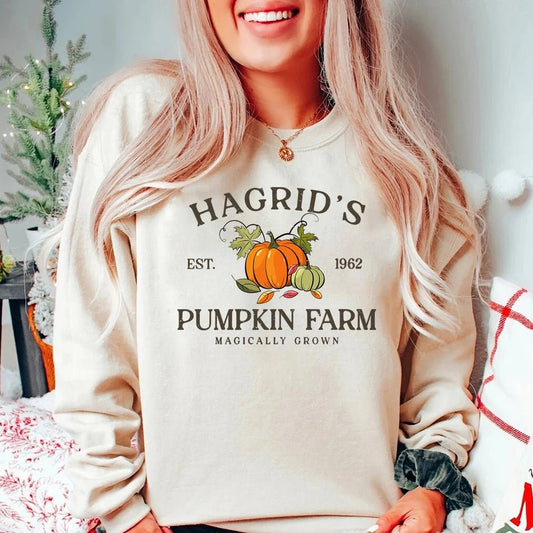 Hagrid's pompoen patch - trui - Unisex lange mouwen halloween trui - Herfst en thanksgiving hoodie - Bivakshop