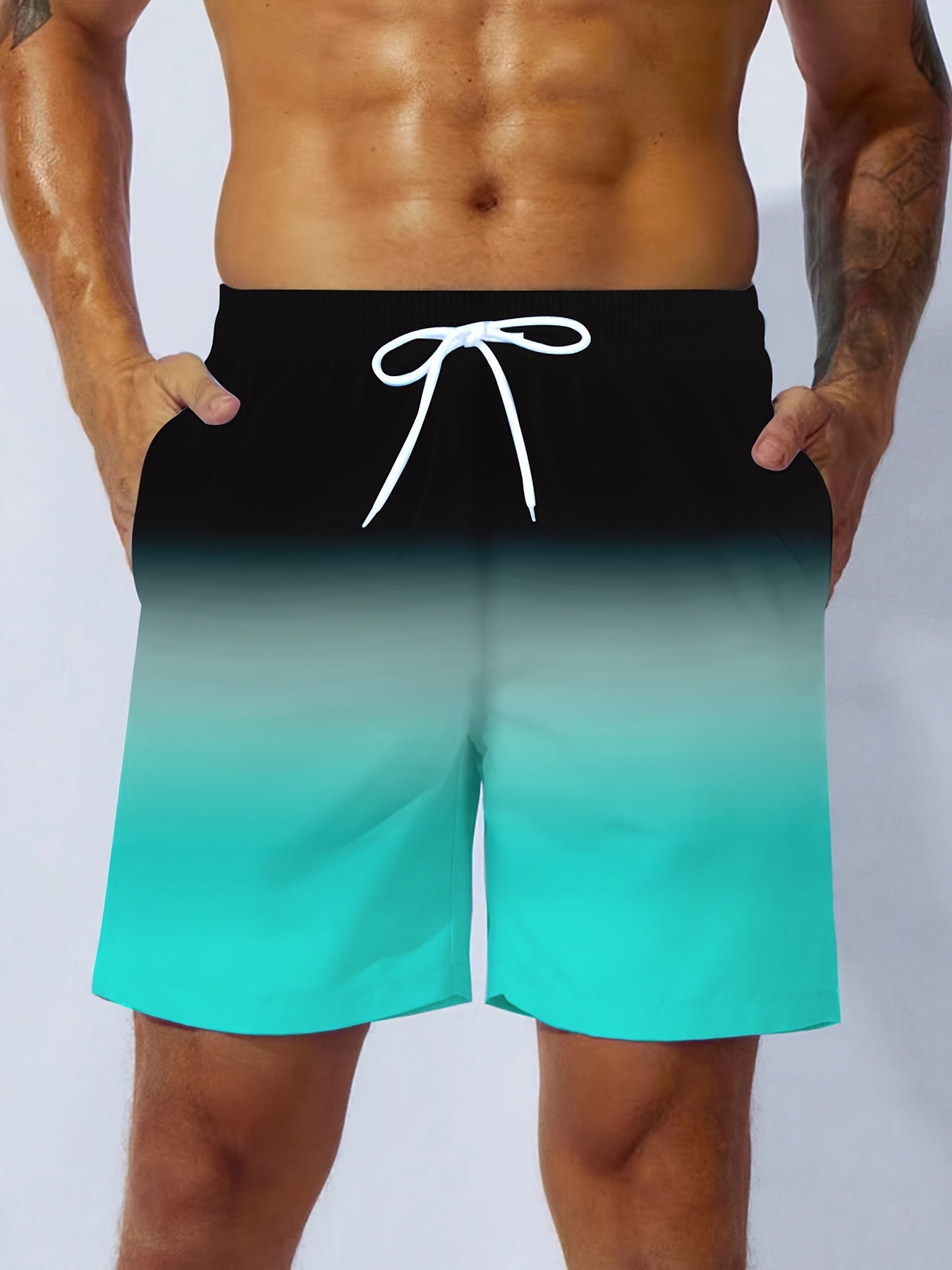 Heren contrast gradientkleurige boardshorts - Trekkoord zakken - Casual shorts - Bivakshop