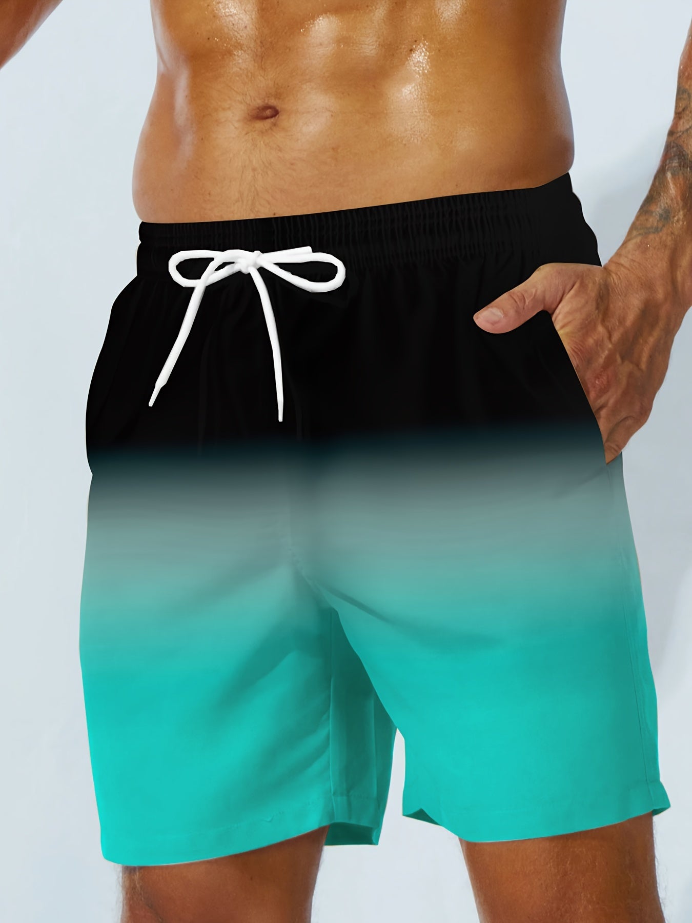 Heren contrast gradientkleurige boardshorts - Trekkoord zakken - Casual shorts - Bivakshop