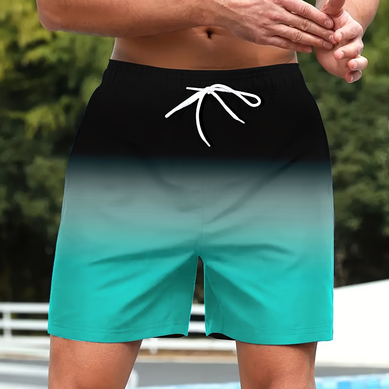 Heren contrast gradientkleurige boardshorts - Trekkoord zakken - Casual shorts - Bivakshop