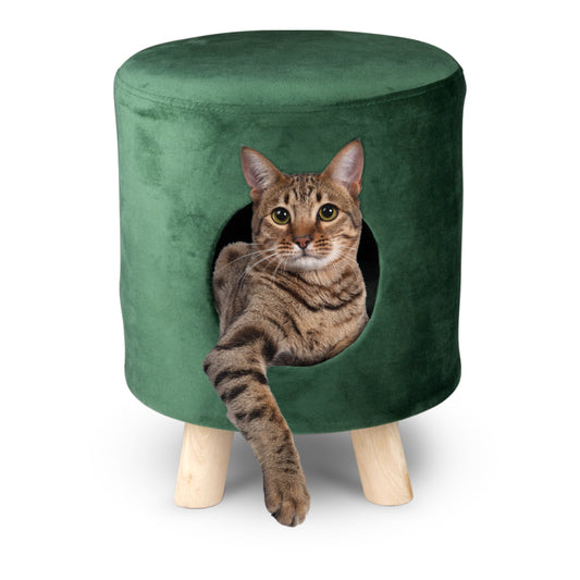 Kattenmand op pootjes - Smaragdgroen kattenhuisje met uitneembaar kussen - Stijlvol en stevig - Bivakshop