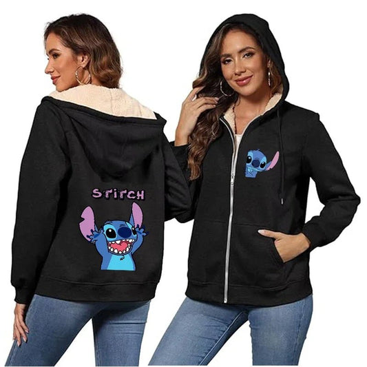 Kawaii fleece hoodie - Winter sweatshirt met rits - Cartoon design voor dames - Bivakshop