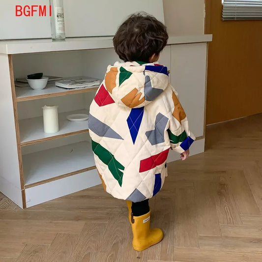 Koreaanse parka jas voor kinderen - Winterjas met geometrisch patroon - Bivakshop