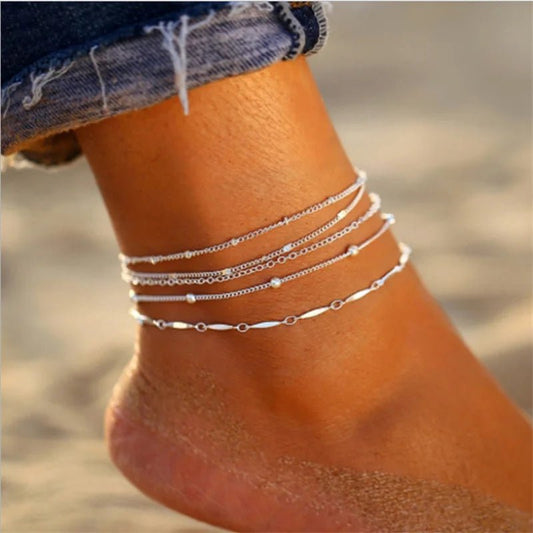 Minimalistische dunne ketting anklets - 5 stuks set - In goud en zilver - Bivakshop