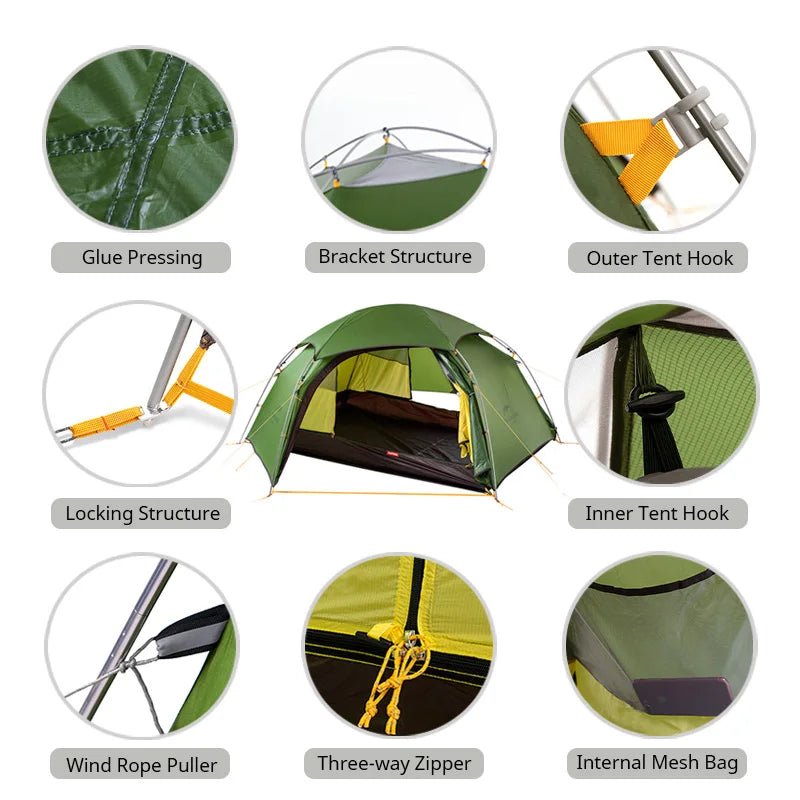 Naturehike cloud peak 2 - persoonstent - Ultralicht en waterdicht - 4 - seizoenen tent - Bivakshop