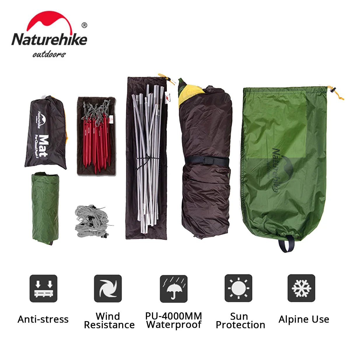 Naturehike cloud peak 2 - persoonstent - Ultralicht en waterdicht - 4 - seizoenen tent - Bivakshop