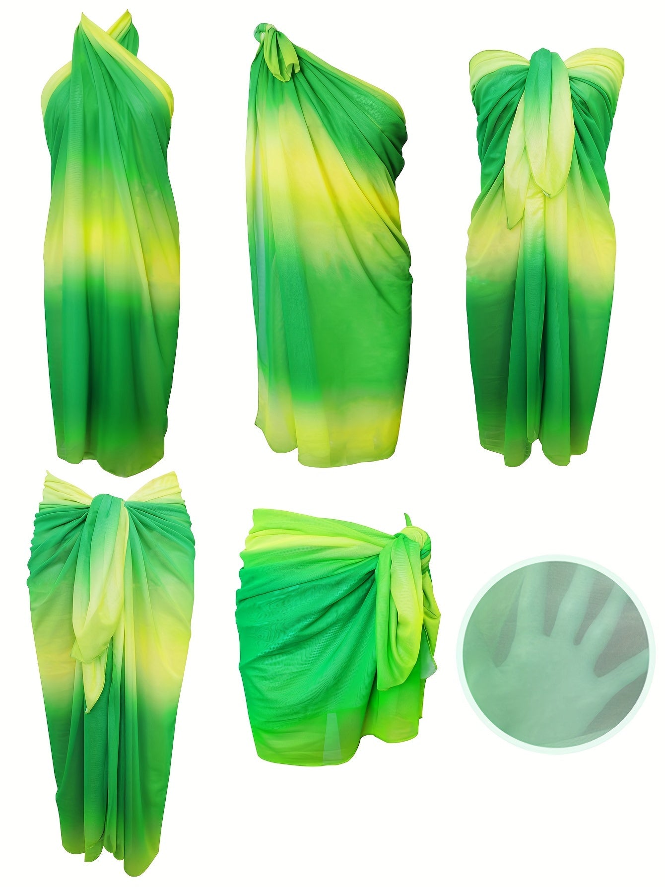 Ombre tie dye sarong omslagdoek - Elegante strandrok - Met meerdere draagopties - Bivakshop