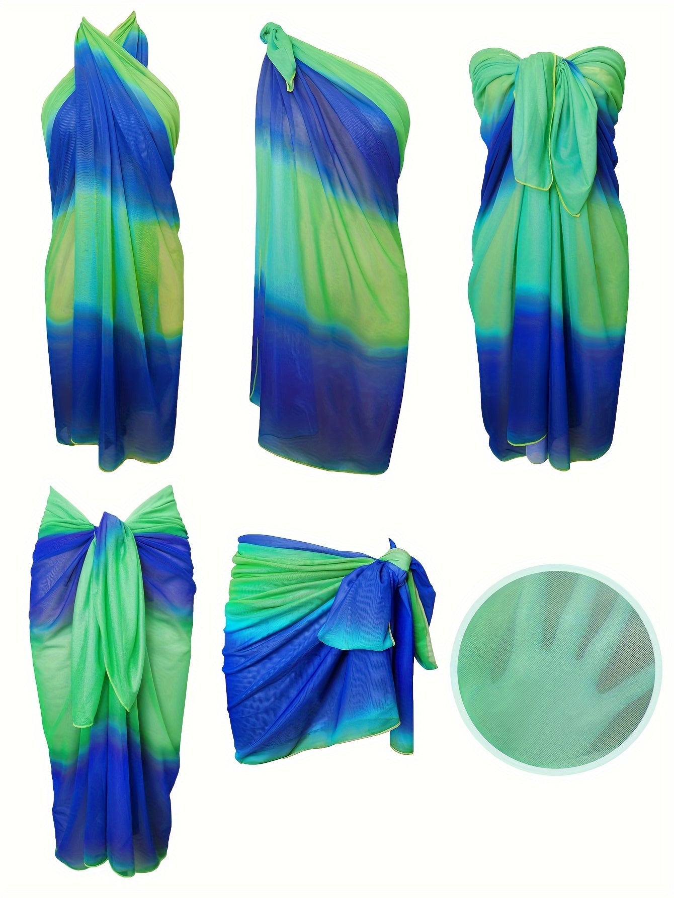 Ombre tie dye sarong omslagdoek - Elegante strandrok - Met meerdere draagopties - Bivakshop