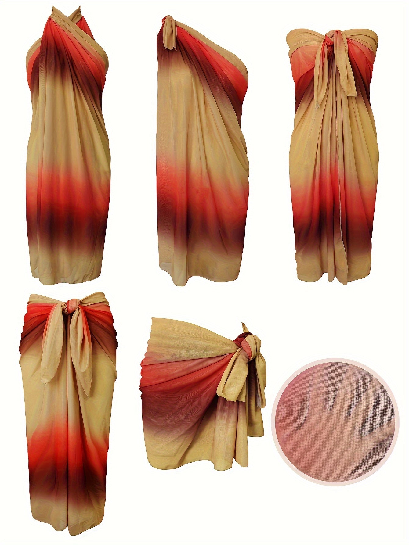 Ombre tie dye sarong omslagdoek - Elegante strandrok - Met meerdere draagopties - Bivakshop