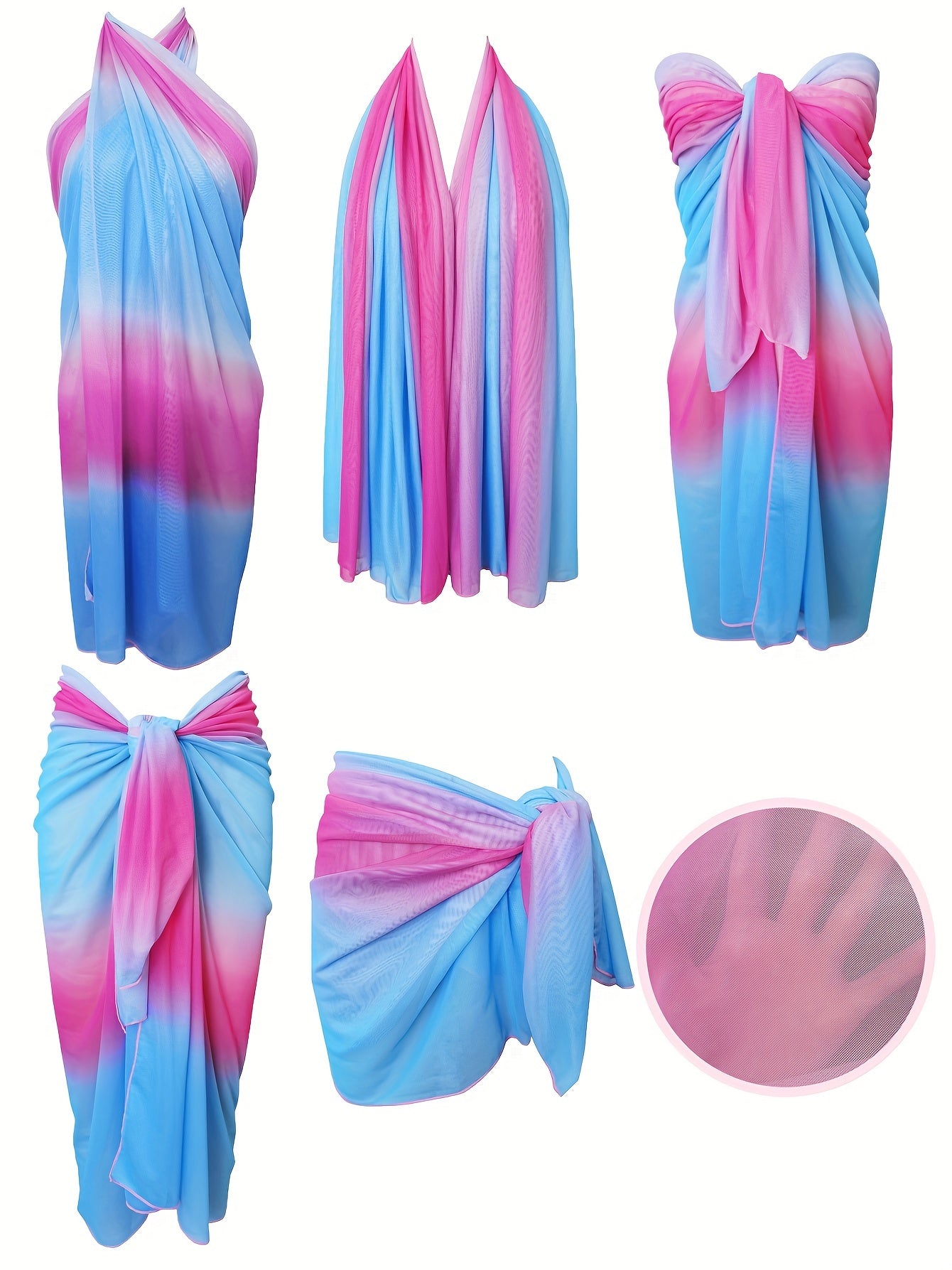 Ombre tie dye sarong omslagdoek - Elegante strandrok - Met meerdere draagopties - Bivakshop