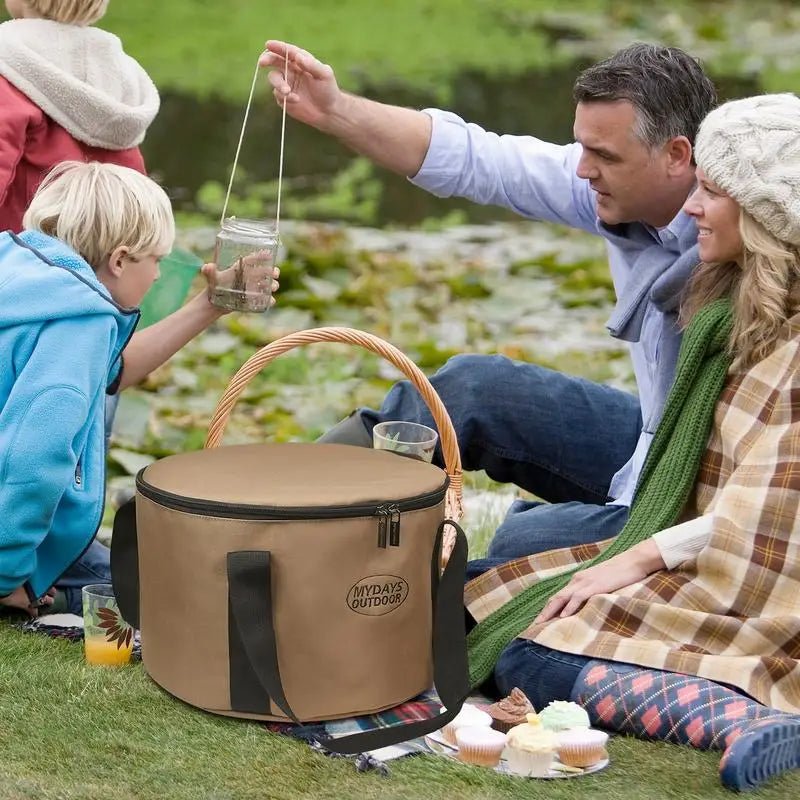 Opbergzak voor camping kookgerei - Waterdichte ronde tas voor borden, kommen en pannen - Bivakshop