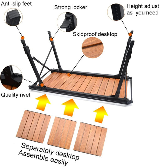 Opvouwbare en verstelbare premium kampeertafel - Lichtgewicht en multifunctioneel - Bivakshop