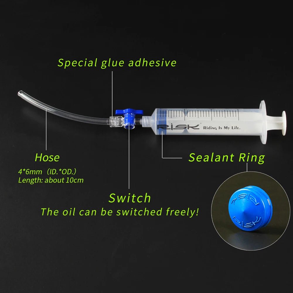 Risk fiets remontluchtingsgereedschap - Spuit met aan en uit - Voor shimano hydraulische schijfremmen - Bivakshop