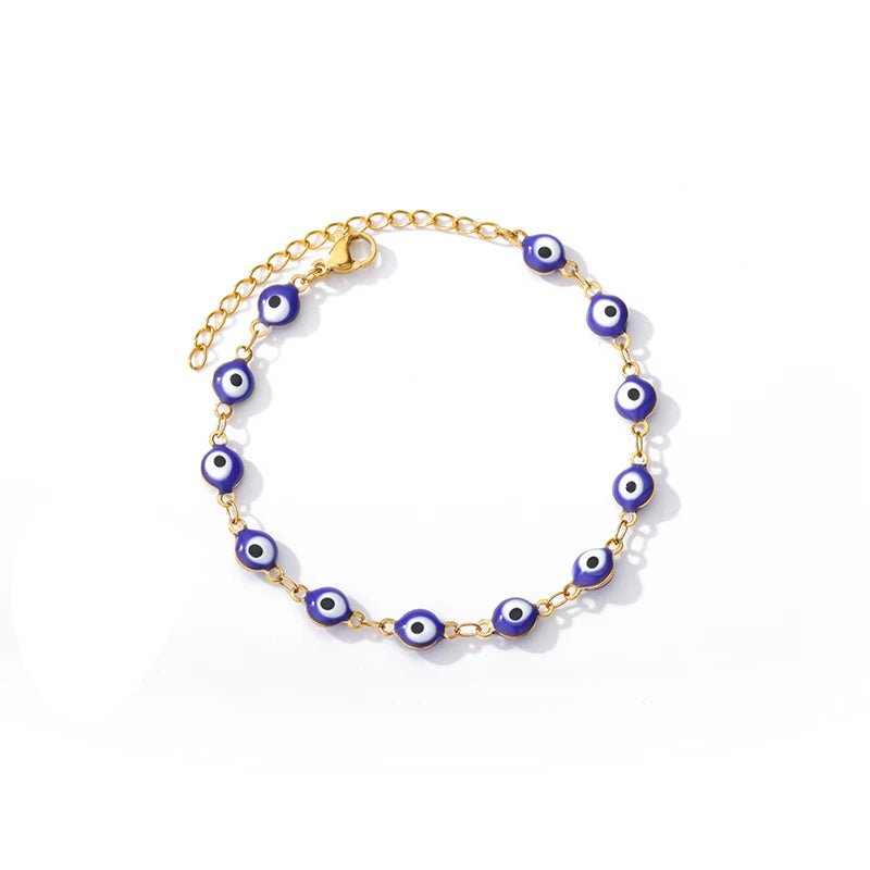 Roestvrijstalen evil eye armband - Dames emaille ketting - Zomer strandvoet sieraad 2024 - Bivakshop