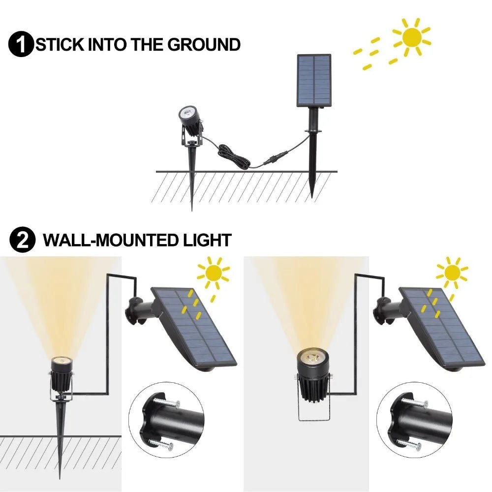 T - SUN LED landschapsverlichting - Solar spotlampen - Waterdicht - Auto aan/uit - Voor tuin, oprit en paden - Bivakshop