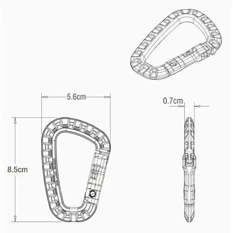 Tactische karabijnhaak set - 4 stuks Plastic staal snelle haak voor rugzak en sleutels - Bivakshop