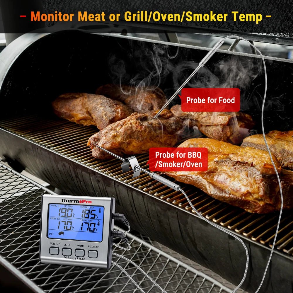 ThermoPro TP17 dubbele sondes digitale vleesthermometer - Grote LCD - scherm - Voor BBQ, oven en keuken - Bivakshop