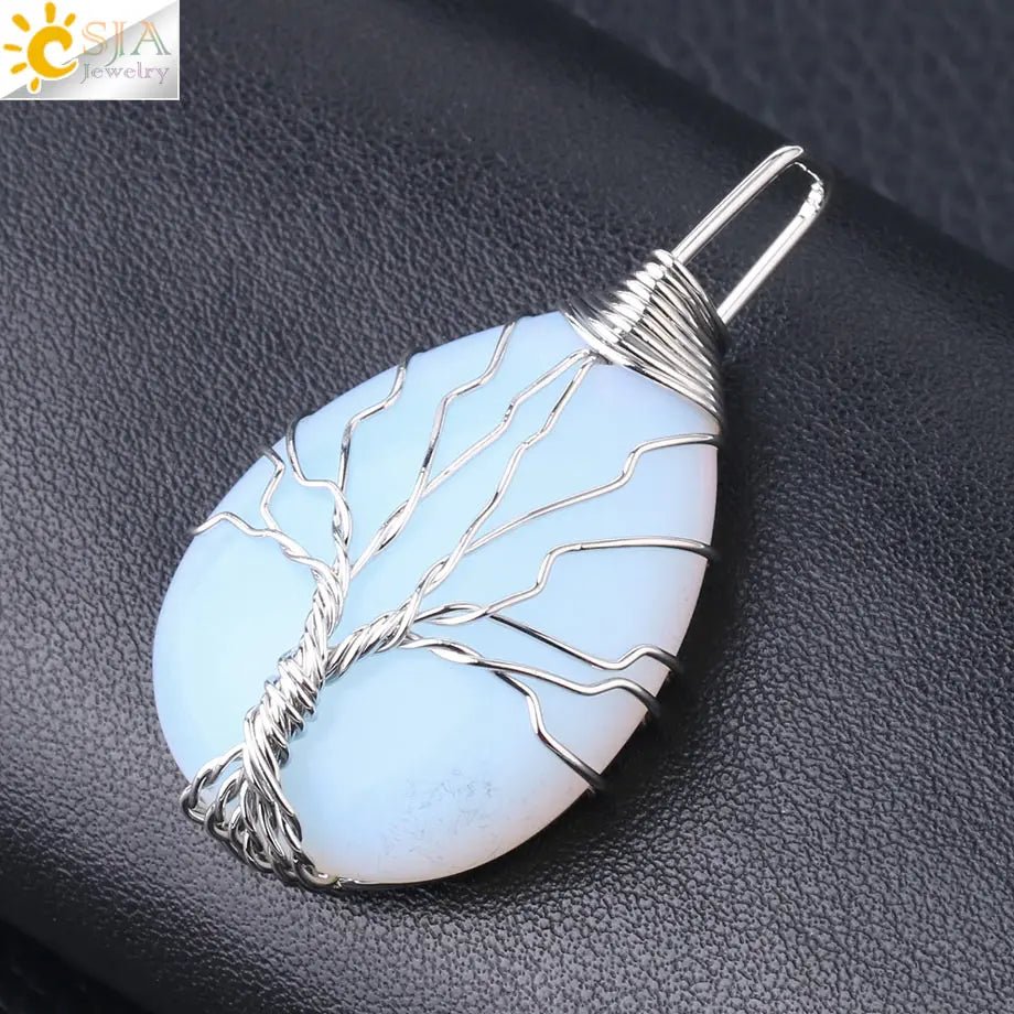 Tree of Life ketting - Natuurlijke stenen hanger - Tijgeroog, rozenkwarts en amethist - Bivakshop