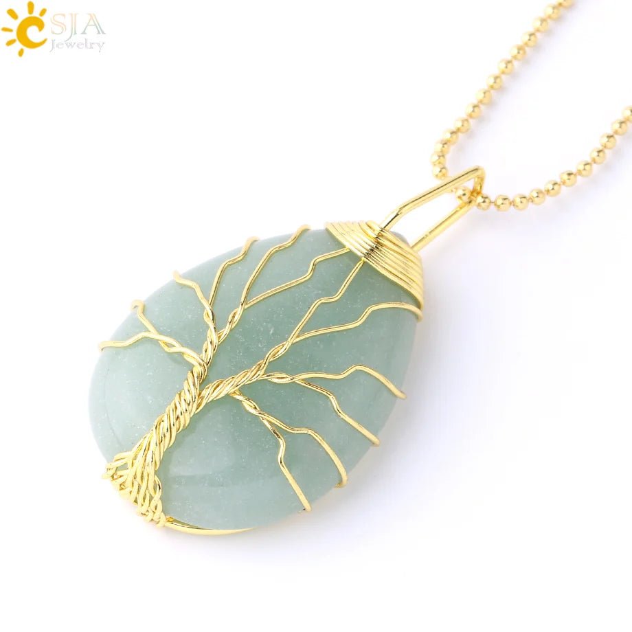 Tree of Life ketting - Natuurlijke stenen hanger - Tijgeroog, rozenkwarts en amethist - Bivakshop