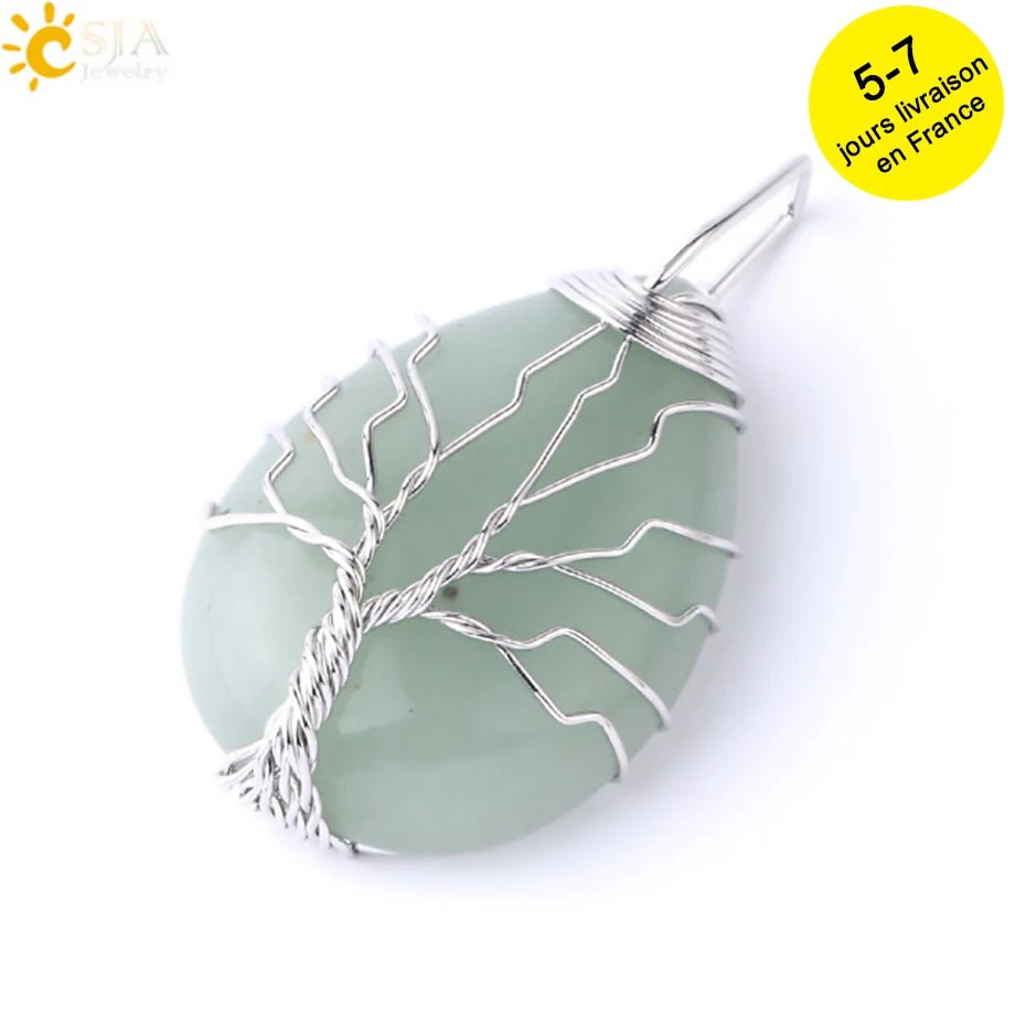 Tree of Life ketting - Natuurlijke stenen hanger - Tijgeroog, rozenkwarts en amethist - Bivakshop