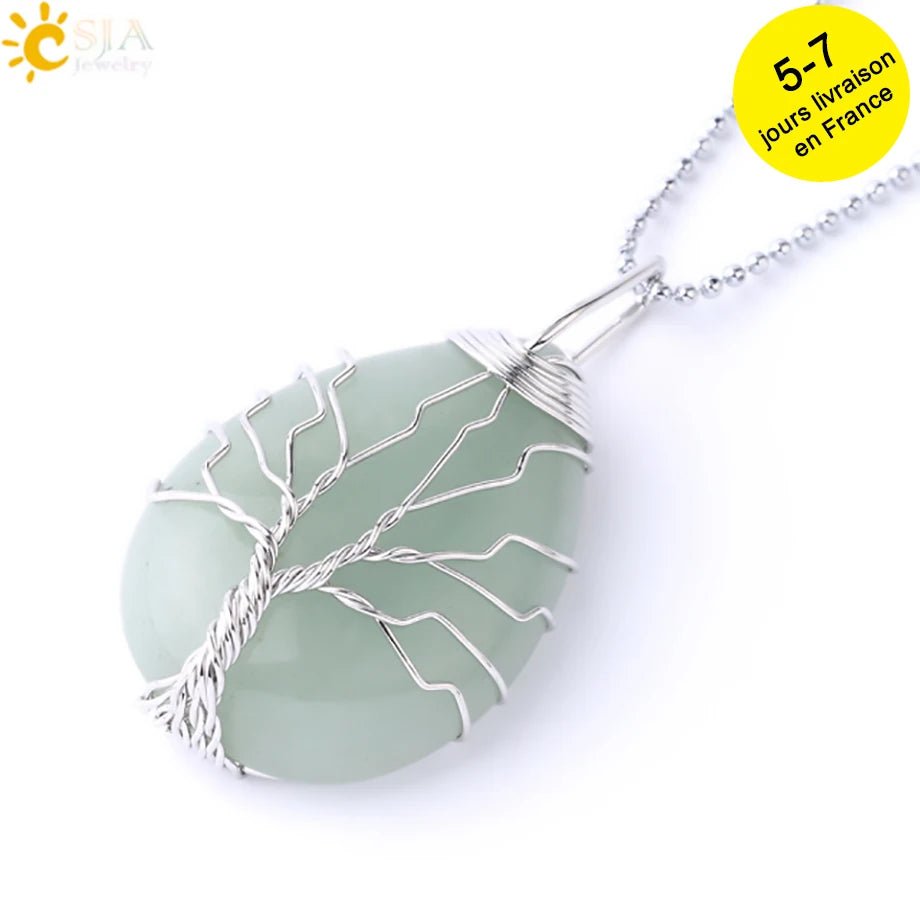 Tree of Life ketting - Natuurlijke stenen hanger - Tijgeroog, rozenkwarts en amethist - Bivakshop