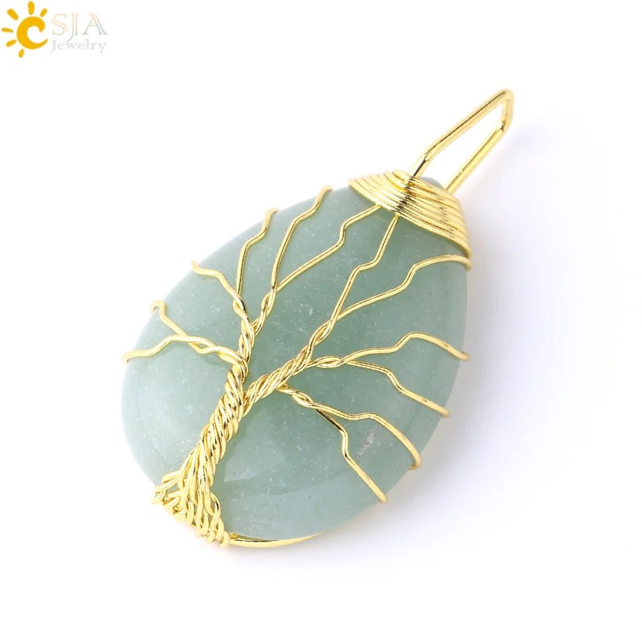 Tree of Life ketting - Natuurlijke stenen hanger - Tijgeroog, rozenkwarts en amethist - Bivakshop