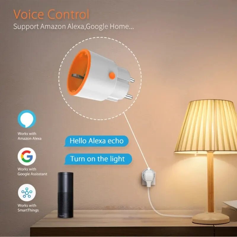 Tuya Smart Zigbee 3.0 slimme stekker - 16A EU stopcontact - Werkt met Alexa en Google Home - Bivakshop