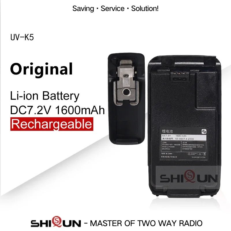 UV - K5 Battery UV - K58 Walkie Talkie Quansheng UVK6 Original BPK5 Li - ion 1600mAh Rechargeable Battery Pack With Belt Clip Optional - Bivakshop