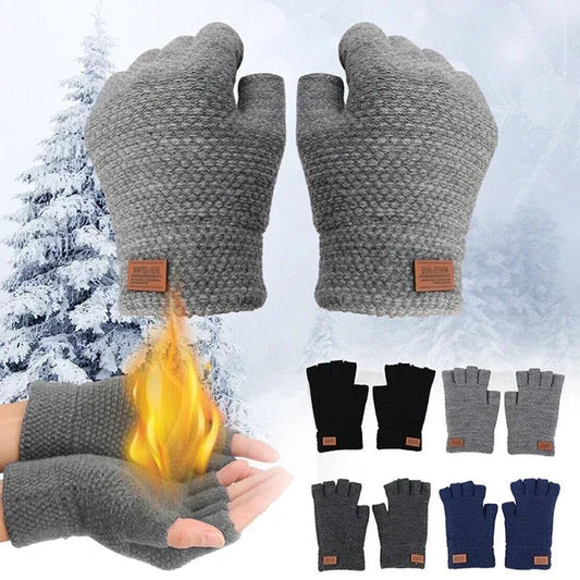 Winter vingerloze handschoenen heren - Gebreide dikke wol - Elastisch en warm - Bivakshop