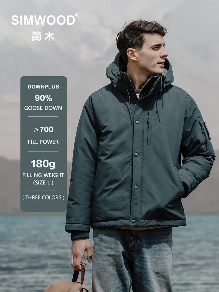 Winterjas heren - 90% witte ganzendons - Waterafstotende parka met capuchon - Bivakshop