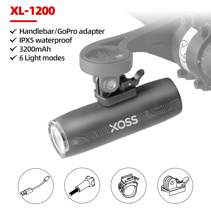 Xoss - Xl400 xl800 fiets koplamp - 400 800 lumen usb oplaadbaar alu flitser - Bivakshop