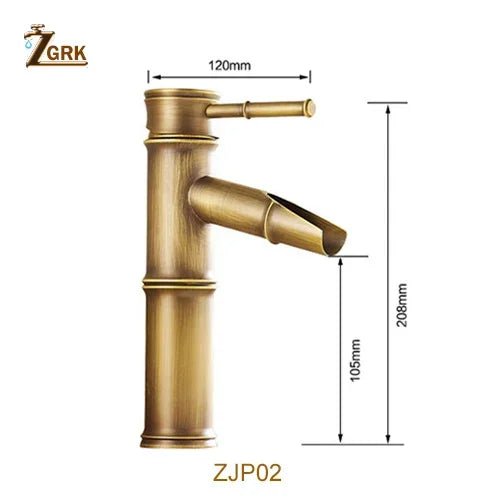 ZGRK luxe bamboe design kraan - Hoog model voor warm en koud water - Messing wastafelkraan - Bivakshop