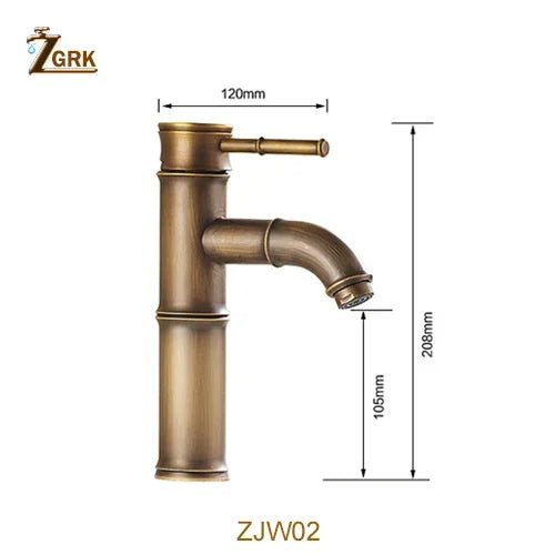 ZGRK luxe bamboe design kraan - Hoog model voor warm en koud water - Messing wastafelkraan - Bivakshop