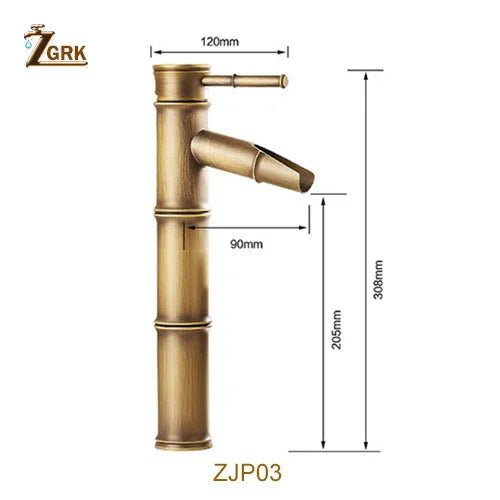 ZGRK luxe bamboe design kraan - Hoog model voor warm en koud water - Messing wastafelkraan - Bivakshop