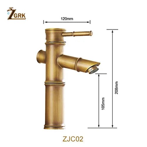 ZGRK luxe bamboe design kraan - Hoog model voor warm en koud water - Messing wastafelkraan - Bivakshop