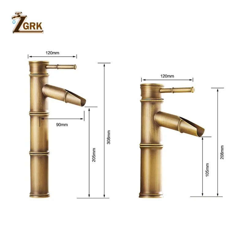 ZGRK luxe bamboe design kraan - Hoog model voor warm en koud water - Messing wastafelkraan - Bivakshop