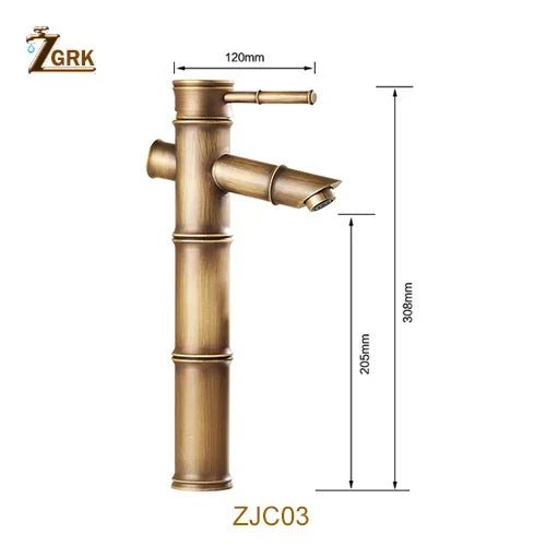 ZGRK luxe bamboe design kraan - Hoog model voor warm en koud water - Messing wastafelkraan - Bivakshop